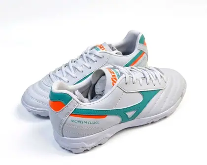 Chuteira Society Mizuno Morelia Classic Unissex - Branca e Verde