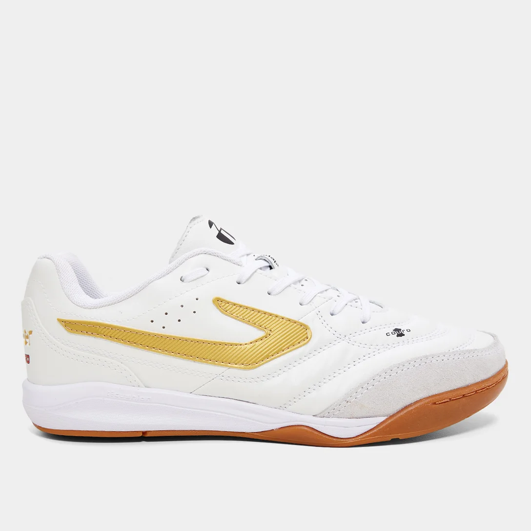 Chuteira Futsal Topper Maestro Pro VI Masculina - Branco e Dourado
