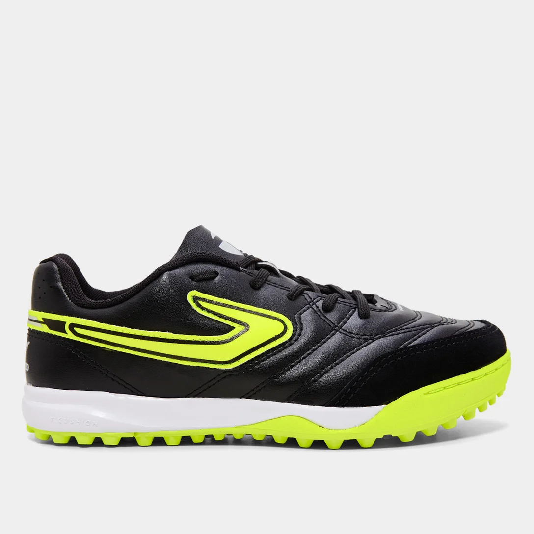 Chuteira Society Infantil Topper Maestro Club V Society - Preto, Chumbo e Amarelo