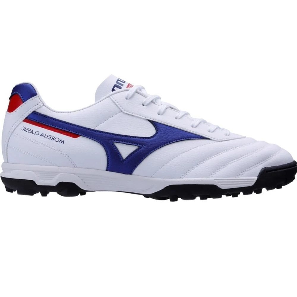 Chuteira Society Mizuno Morelia Classic Unissex - Branca, Azul e Vermelho