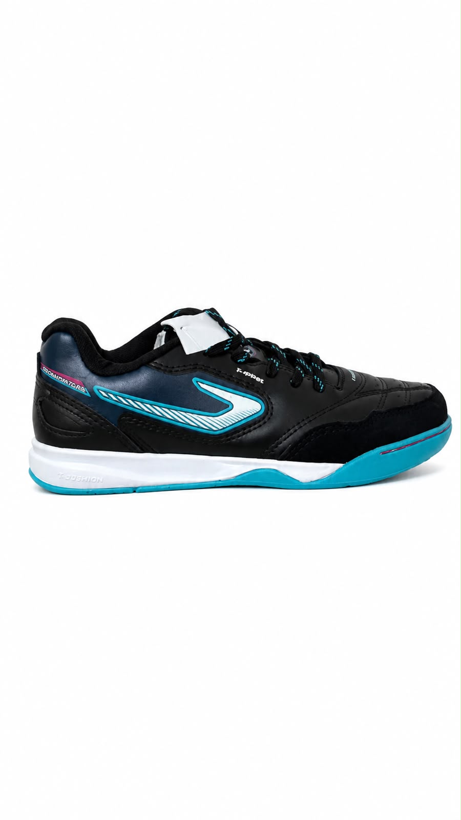 Chuteira Futsal Infantil Dominator Play - Preto, Azul e Rosa