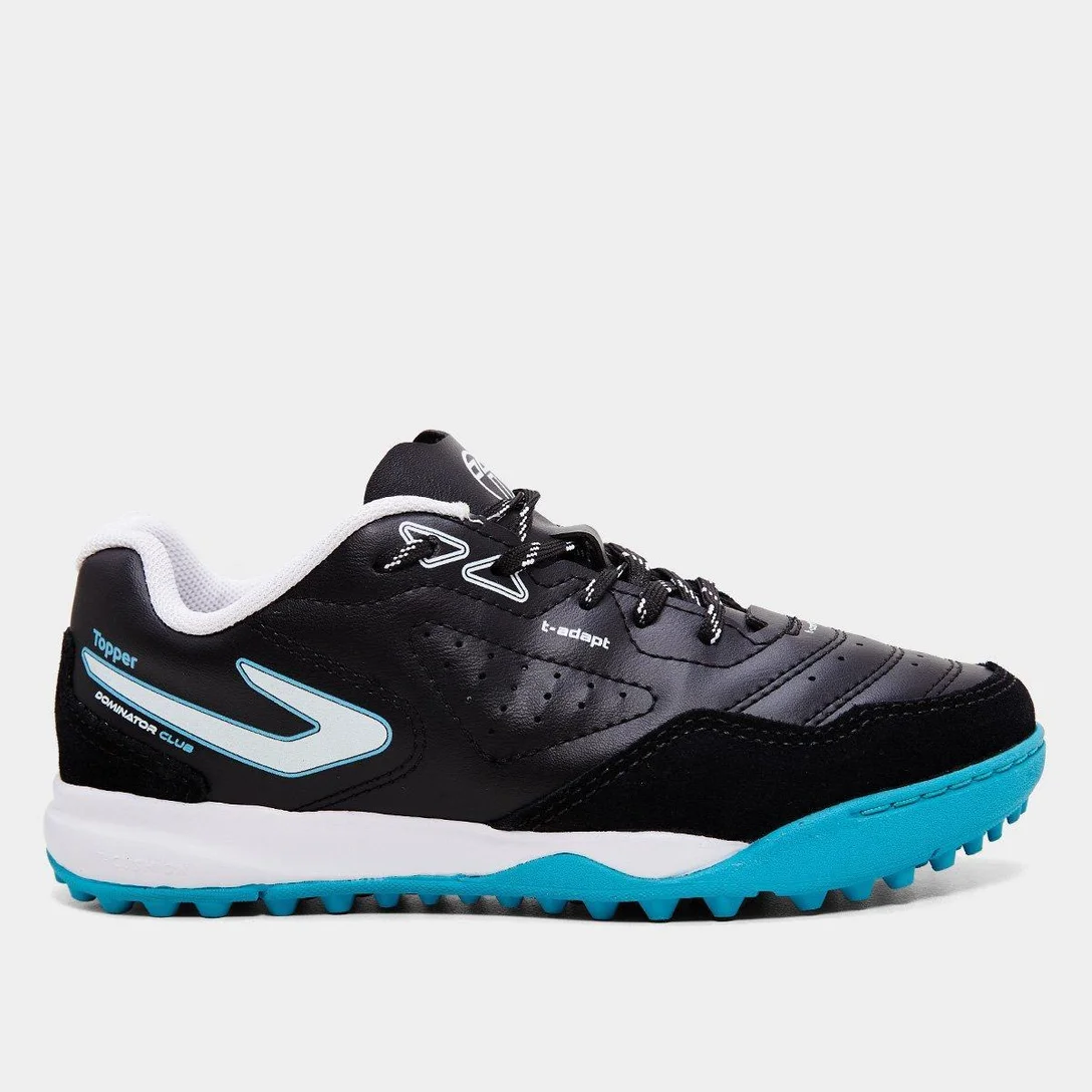 Chuteira Society Infantil Topper Dominator Club V - Preto, Branco e Azul