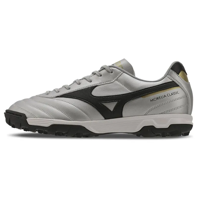 Chuteira Society Mizuno Morelia Classic Unissex - Prata, Preto e dourado