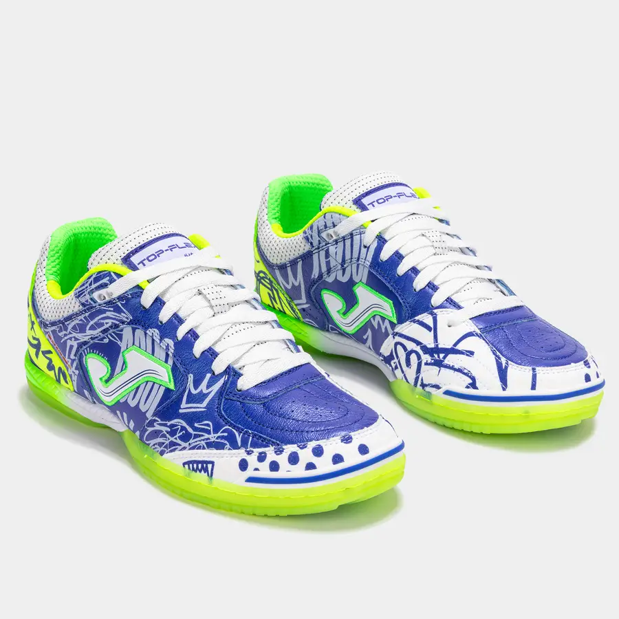 Chuteira Futsal Joma Top Flex Pito - Azul, Branco e Verde