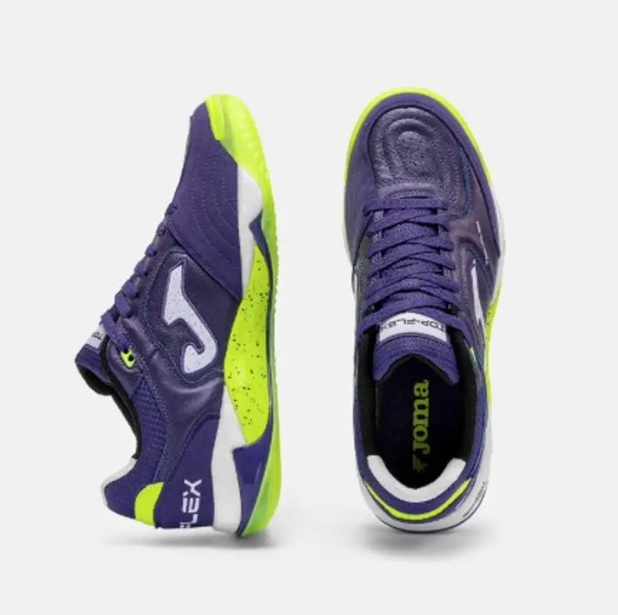 Chuteira Futsal Joma Top Flex Rebound Plus - Roxo, Amarelo e Branco